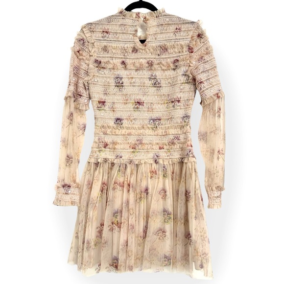 NEEDLE & THREAD Think Of Me Sequined Shirred Floral-Print Tulle Mini, Size 8 - Picture 12 of 16